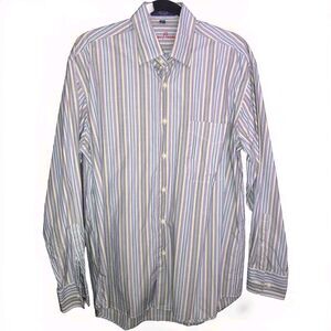 Alan Flusser Shirt Mens Medium Multicolor Striped‎ Button Down Collared Casual